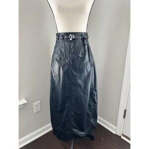 NWT Anthropologie Pilcro Black Faux Leather Midi Pencil Skirt Size 8